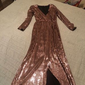 Fashion Nova gold maxi dress